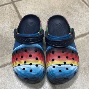 CROCS Striped Blue and Red Water Shoes